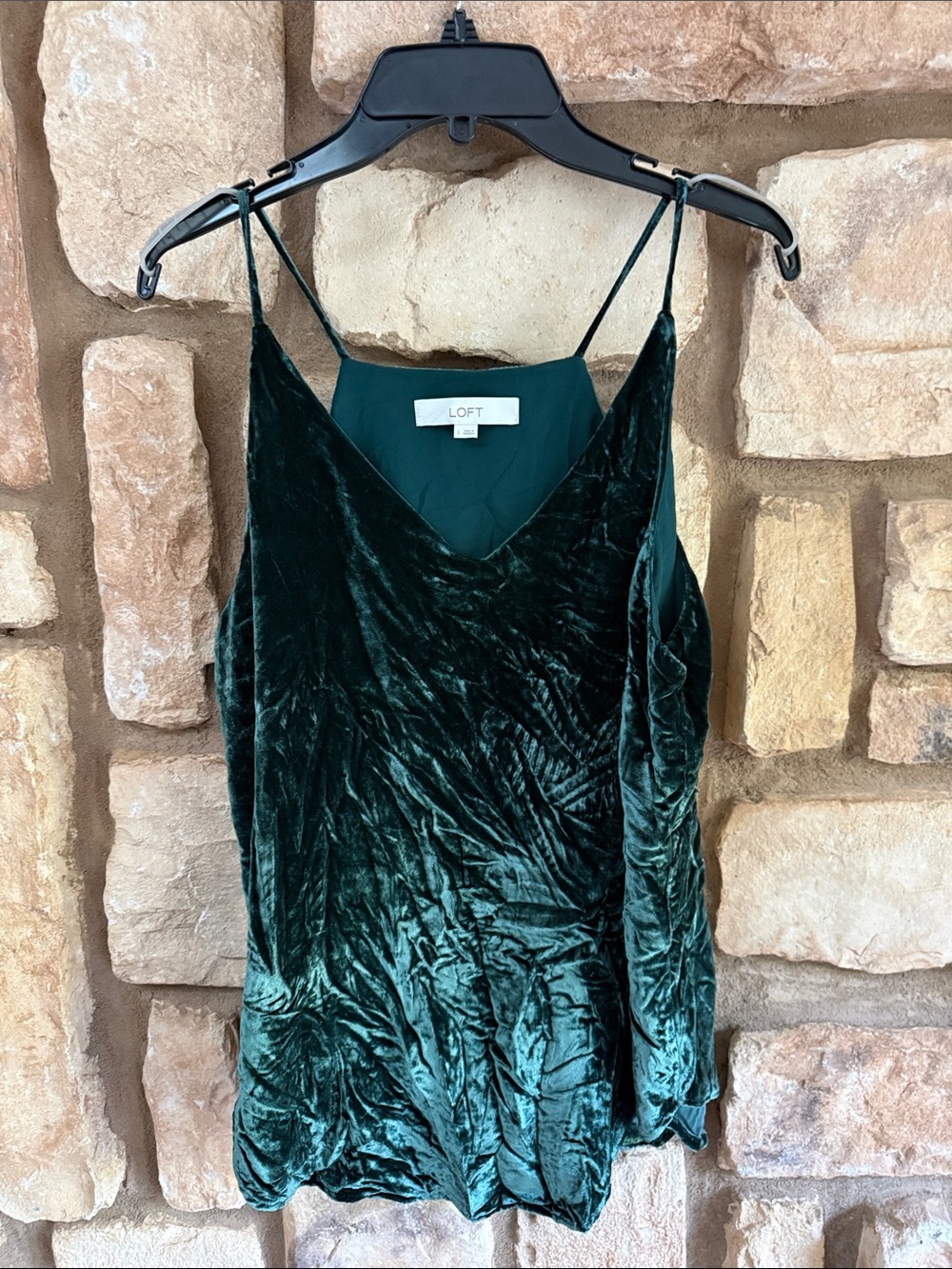LOFT Emerald Green Velvet strappy tank size L